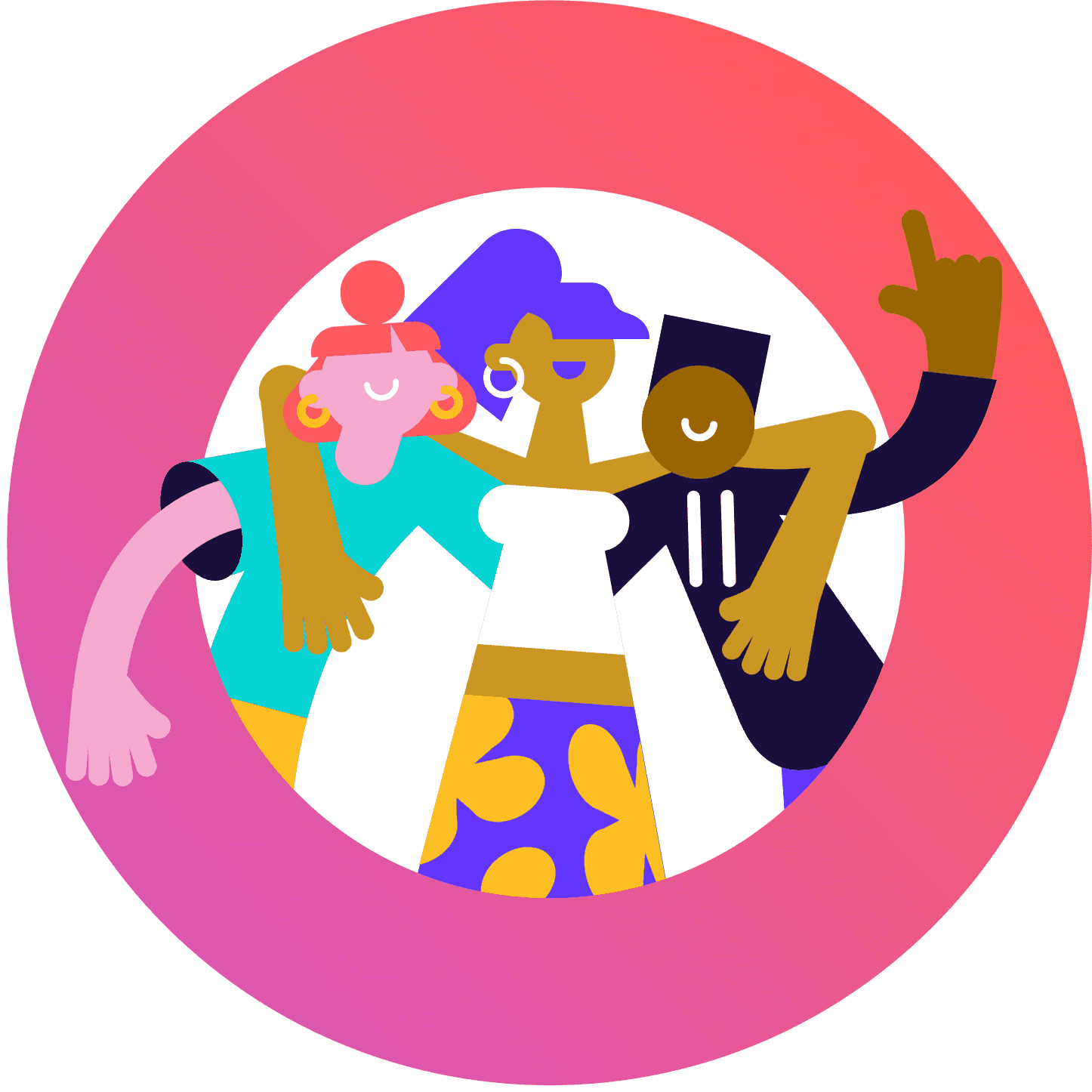 GoHenry Vector Art: Three friends with arms round each other